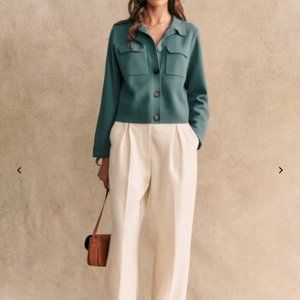 XS Sezane Betty Cardigan Sweater, Sage
